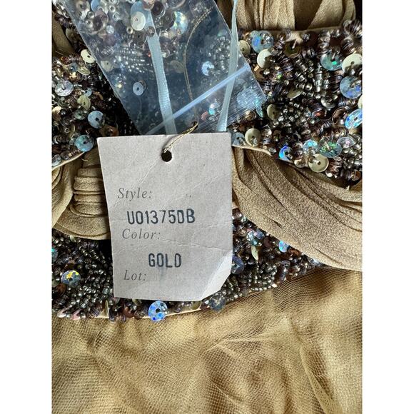 Mandalay Evening Cocktail Silk Midi Dress Size 6 NWT In GolD - Picture 4 of 4